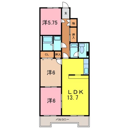 フレスカ　稲垣の物件間取画像